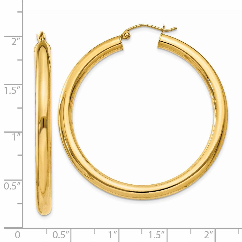 14K 4x45mm Polished Tube Hoop Earrings