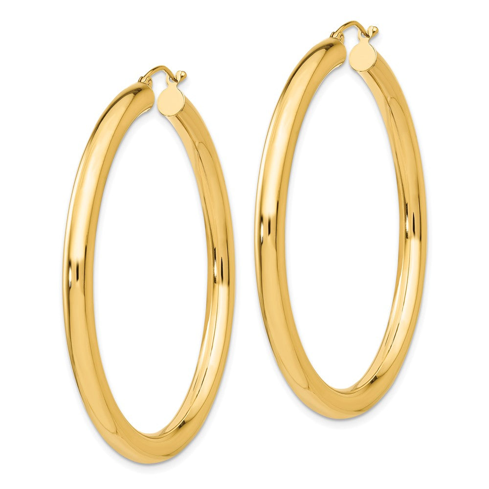 14K 4x50mm Polished Tube Hoop Earrings