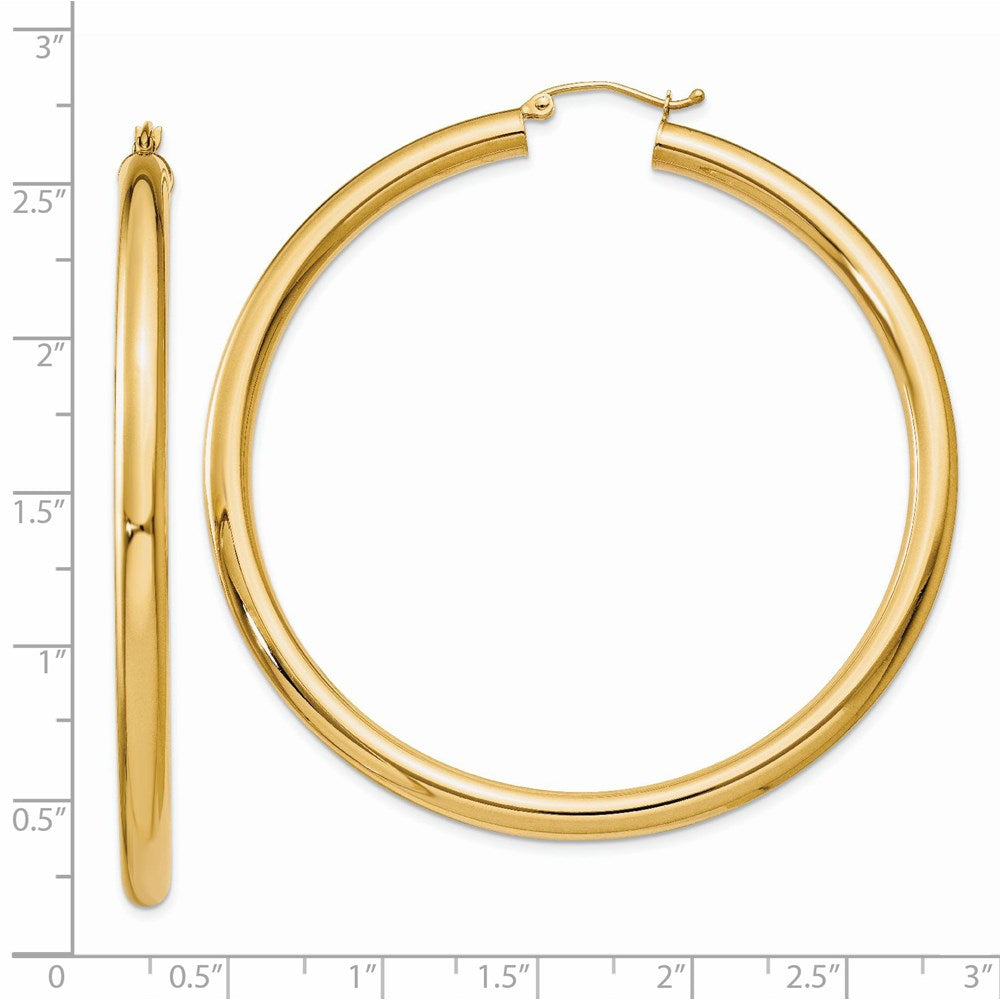 14K 4x60mm Polished Tube Hoop Earrings