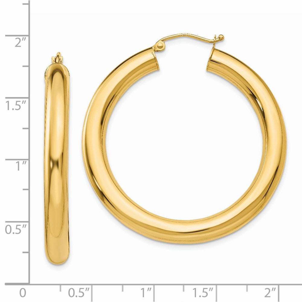 14k 5x40mm Polished Tube Hoop Earrings