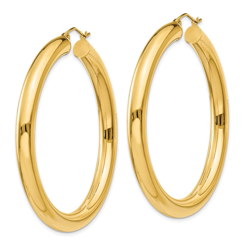 14k 5x50mm Polished Tube Hoop Earrings