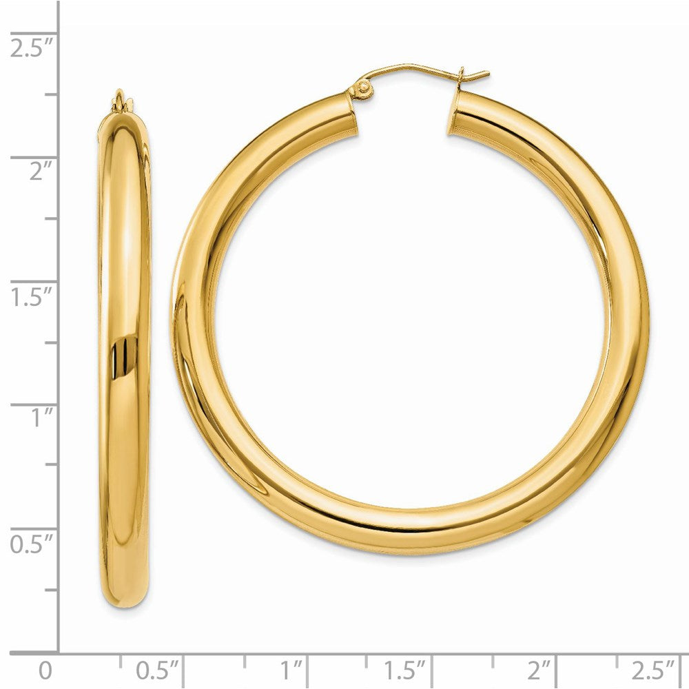 14k 5x50mm Polished Tube Hoop Earrings