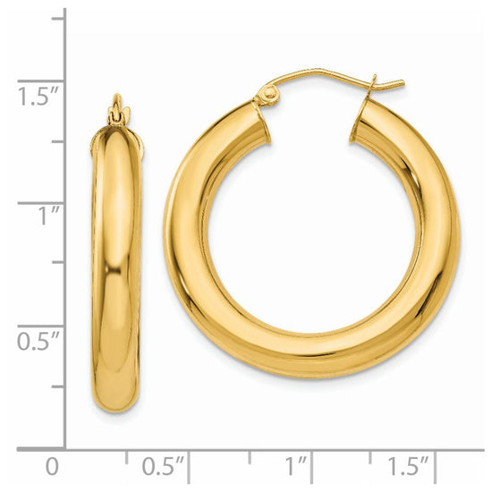 14k 5x30mm Polished Tube Hoop Earrings