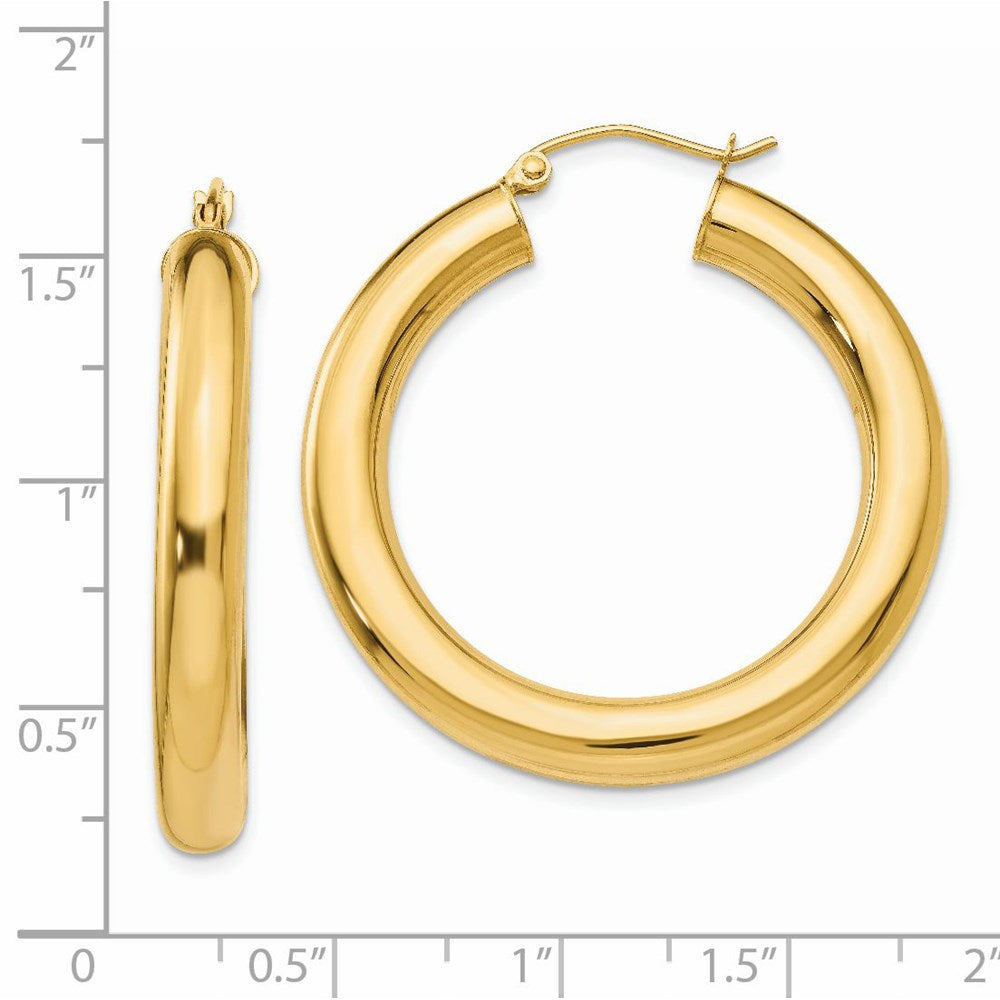 14k 5x35mm Polished Tube Hoop Earrings