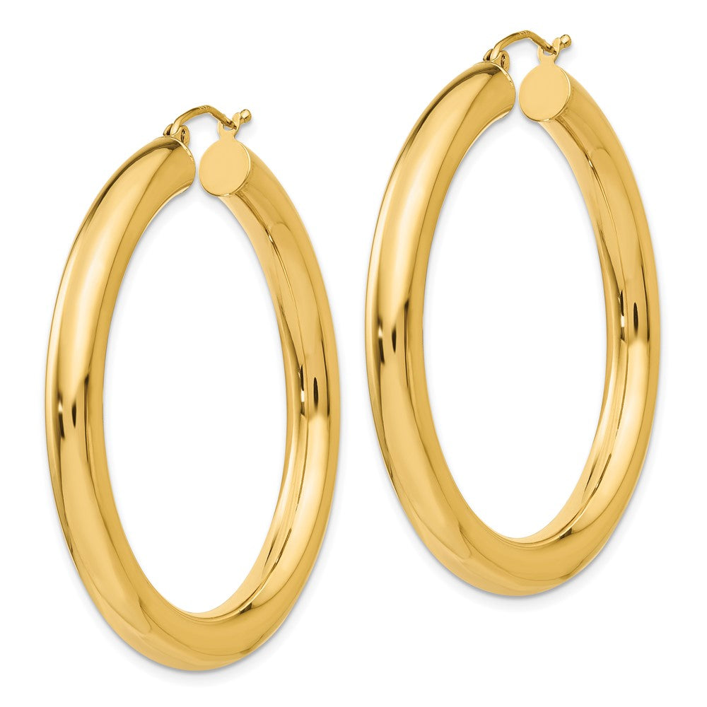 14k 5x45mm Polished Tube Hoop Earrings