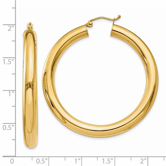 14k 5x45mm Polished Tube Hoop Earrings