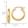 14k 2.75x16mm Polished Tube Hoop Earrings