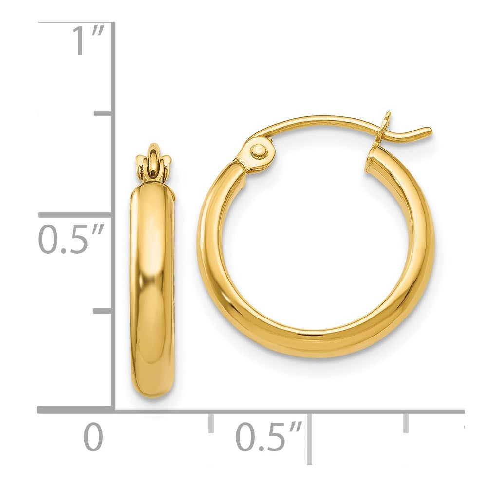 14k 2.75x16mm Polished Tube Hoop Earrings