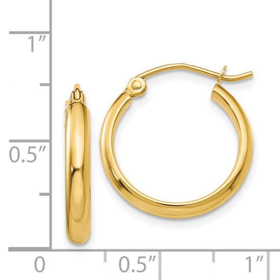 14k 2.75x18mm Polished Tube Hoop Earrings