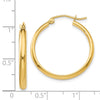 14k 2.75x25mm Polished Tube Hoop Earrings