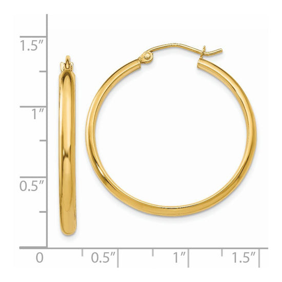 14k 2.75x30mm Polished Tube Hoop Earrings