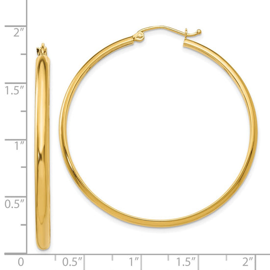 14k 2.75x40mm Polished Tube Hoop Earrings