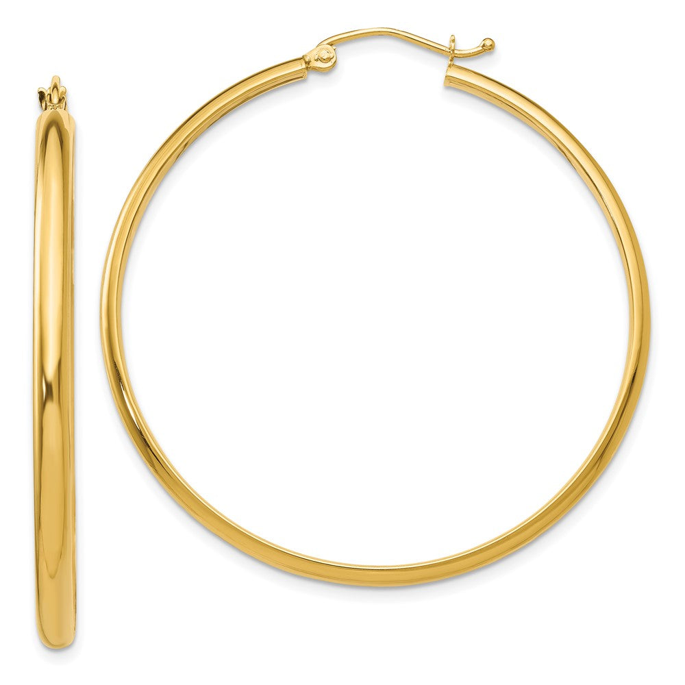 14k 2.75x40mm Polished Tube Hoop Earrings