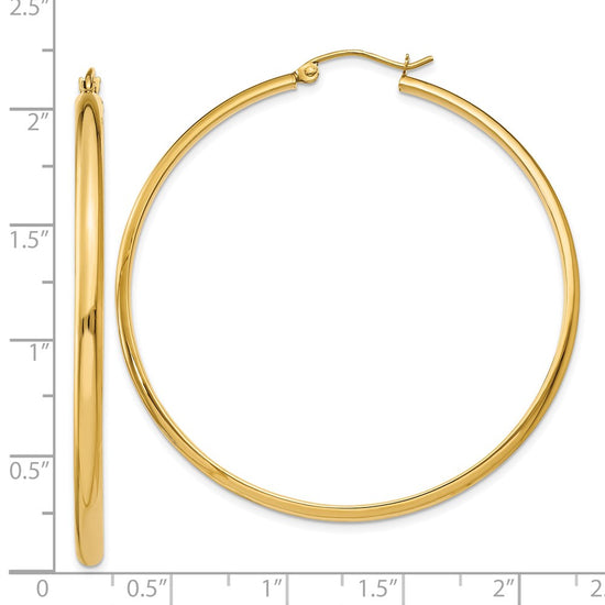 14k 2.75x50mm Polished Tube Hoop Earrings
