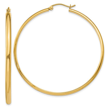 14k 2.75x50mm Polished Tube Hoop Earrings