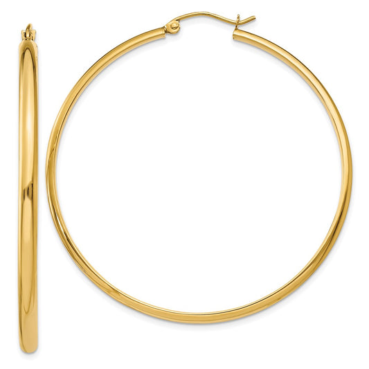 14k 2.75x50mm Polished Tube Hoop Earrings