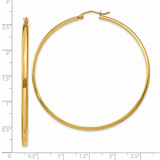 14k 2.75x55mm Polished Tube Hoop Earrings