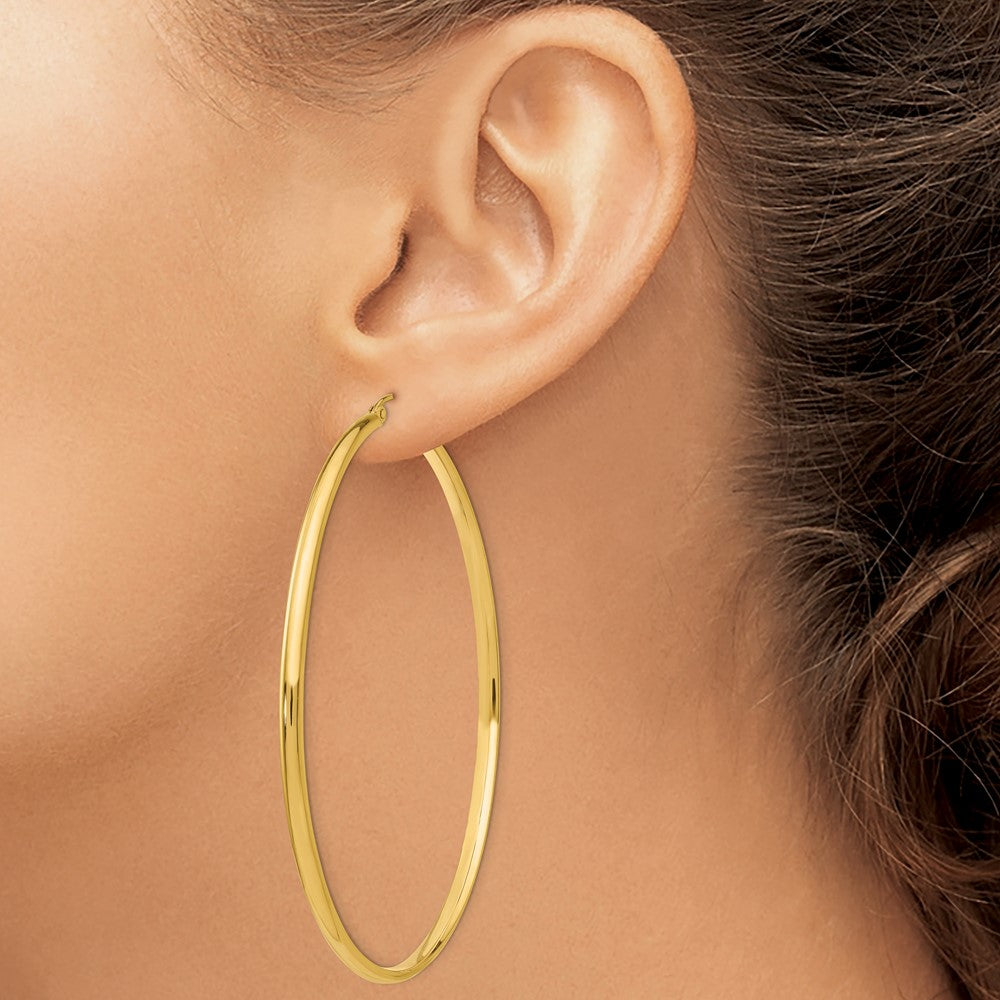 14k 2.75x65mm Polished Tube Hoop Earrings