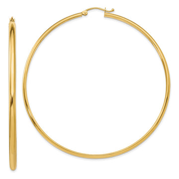 14k 2.75x65mm Polished Tube Hoop Earrings