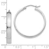 14K White Gold 4x28mm Polished Tube Hoop Earrings