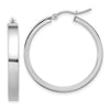 14K White Gold 4x28mm Polished Tube Hoop Earrings