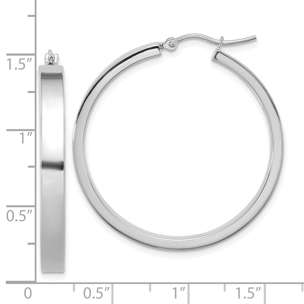 14K White Gold 4x35mm Polished Tube Hoop Earrings