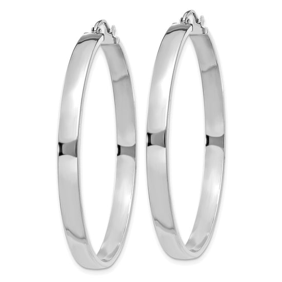 14K White Gold 4x45mm Polished Tube Hoop Earrings