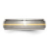 Titanium Brushed Cnter with 14K Inlay Ridged Edge Band