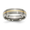 Titanium Brushed Cnter with 14K Inlay Ridged Edge Band
