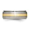 Titanium Brushed Cnter with 14K Inlay Ridged Edge Band