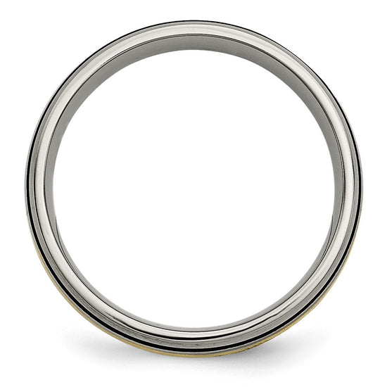 Titanium Antique and Brushed with 14k Inlay Grooved Band