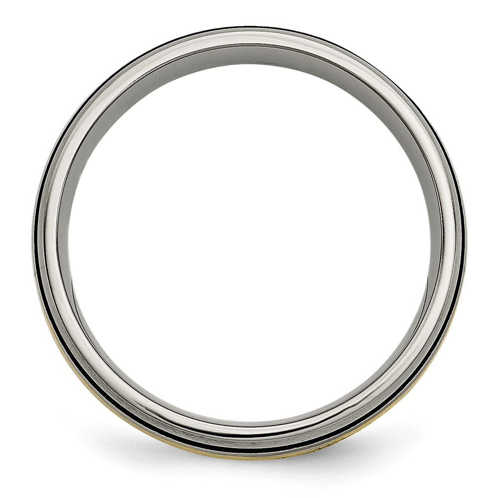 Titanium Antique and Brushed with 14k Inlay Grooved Band