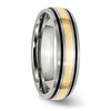 Titanium Antique and Brushed with 14k Inlay Grooved Band
