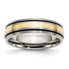 Titanium Antique and Brushed with 14k Inlay Grooved Band