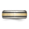 Titanium Antique and Brushed with 14k Inlay Grooved Band