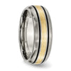 Titanium Antique and Brushed with 14k Inlay Grooved Band