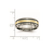 Titanium Antique and Brushed with 14k Inlay Grooved Band