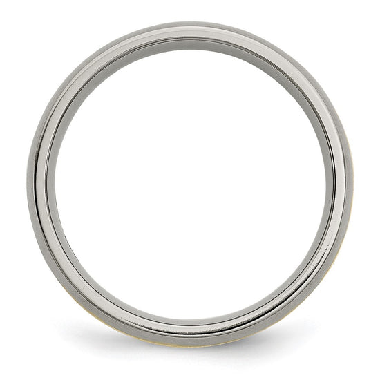 Chisel Titanium Brushed with 14k Gold Inlay 6mm Grooved Band
