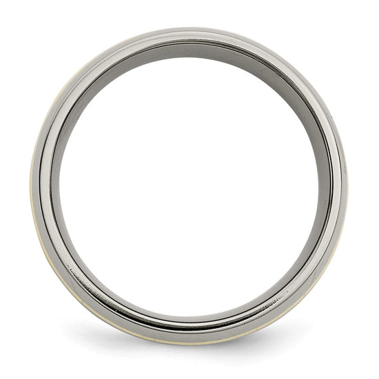 Chisel Titanium Polished with 14k Gold Inlay 10mm Band