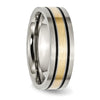 Chisel Titanium Antiqued and Brushed with 14k Gold Inlay 7mm Flat Band