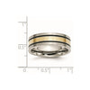 Chisel Titanium Antiqued and Brushed with 14k Gold Inlay 7mm Flat Band