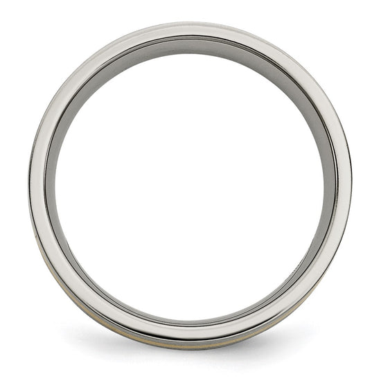 Titanium Brushed with 14k Inlay Flat Band