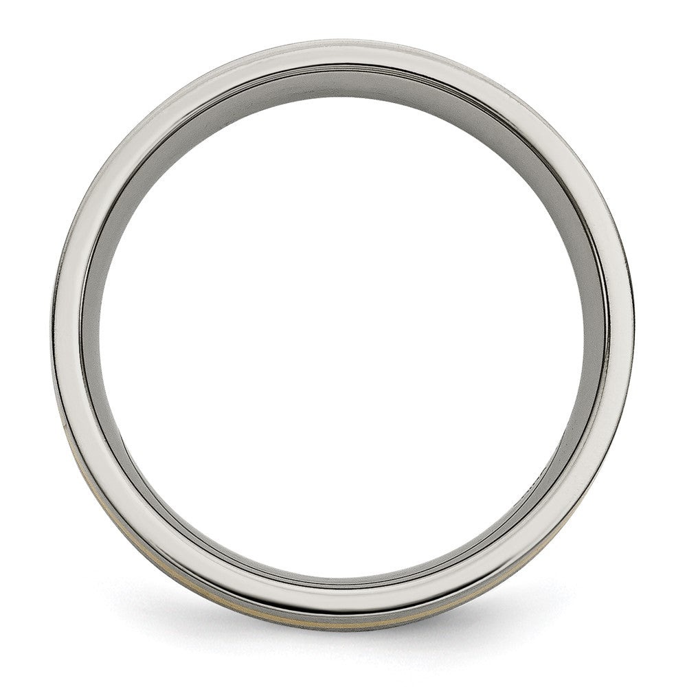 Titanium Brushed with 14k Inlay Flat Band