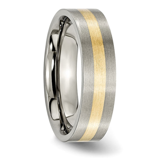 Titanium Brushed with 14k Inlay Flat Band
