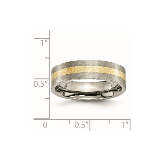 Titanium Brushed with 14k Inlay Flat Band