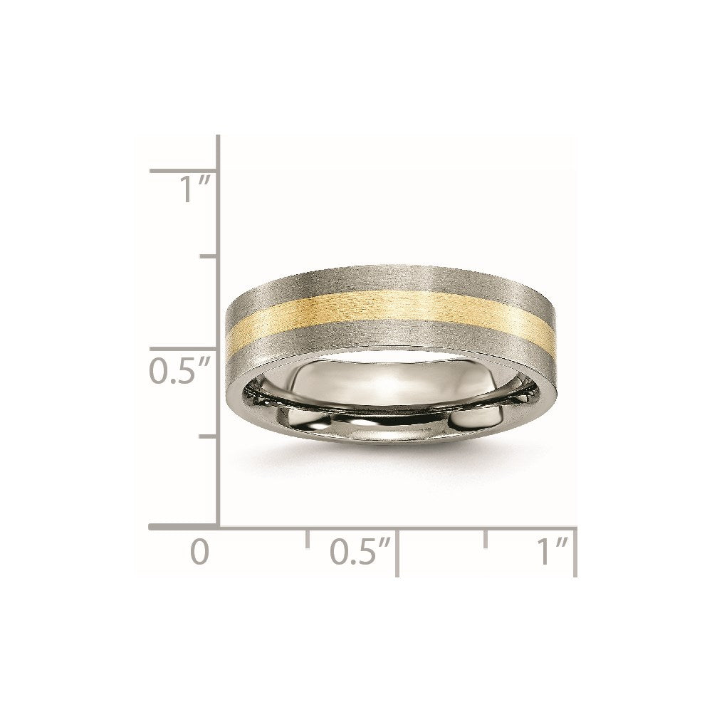 Titanium Brushed with 14k Inlay Flat Band