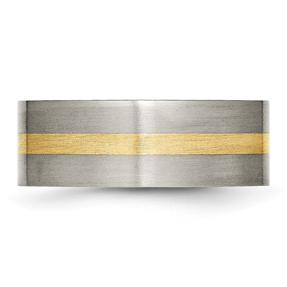 Titanium Brushed with 14k Inlay Flat Band
