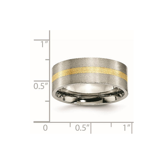 Titanium Brushed with 14k Inlay Flat Band