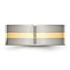 Chisel Titanium Polished with 14k Gold Inlay 8mm Flat Band