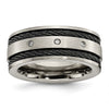 Chisel Titanium Brushed Black IP-plated Cable 1/20 Carat Diamond 10mm Band